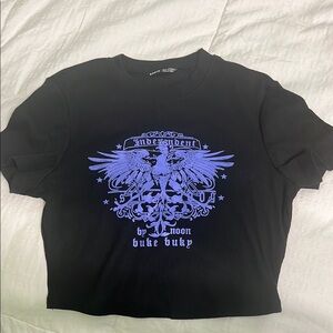 Black Crop Top with Purple Graphic